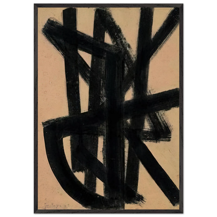 Brou de noix 65 x 50 cm 1948 - 1948 - Pierre Soulages 70x100 cm / 28x40 inches Framed Art Print – Black Wooden Frame