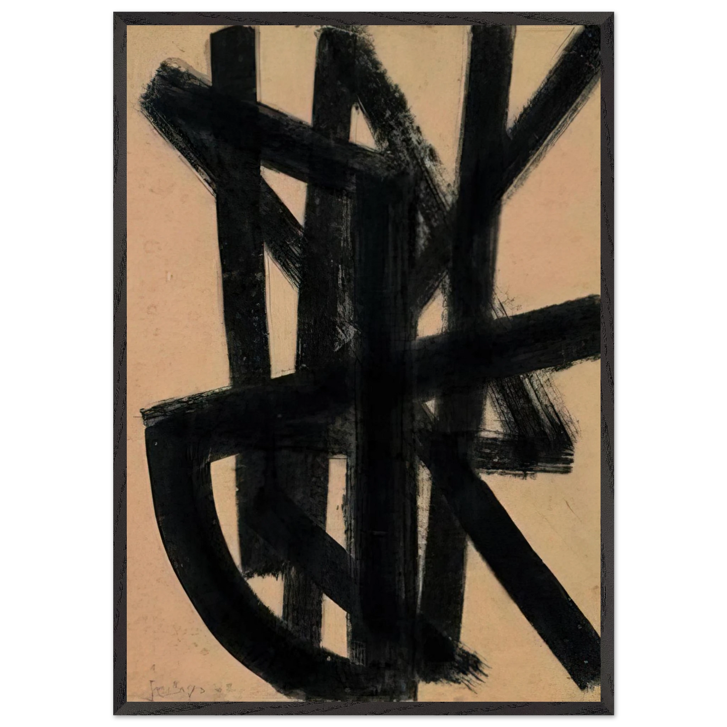 Brou de noix 65 x 50 cm 1948 - 1948 - Pierre Soulages Framed Art Print – Black Wooden Frame - Default Title - -Framed Art Print