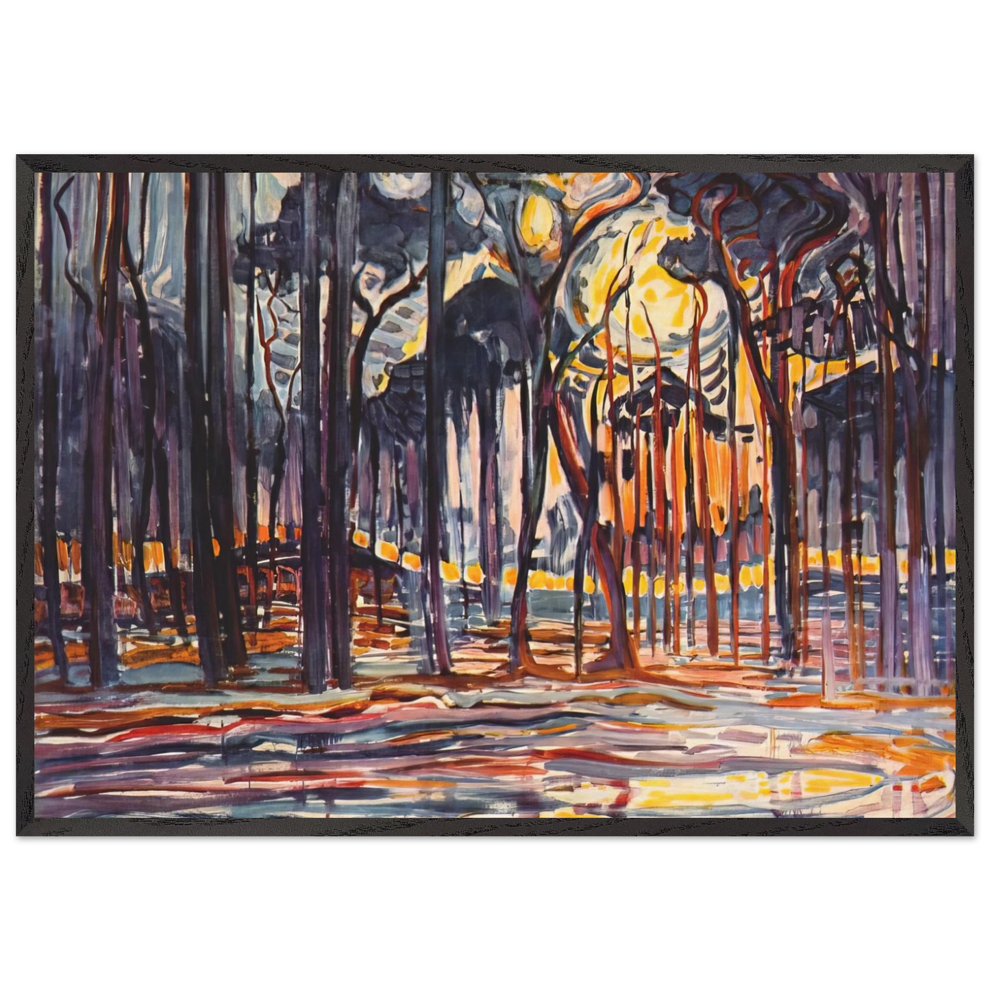 Woods near Oele - Piet Mondrian 70x100 cm / 28x40 inches Framed Art Print – Black Wooden Frame