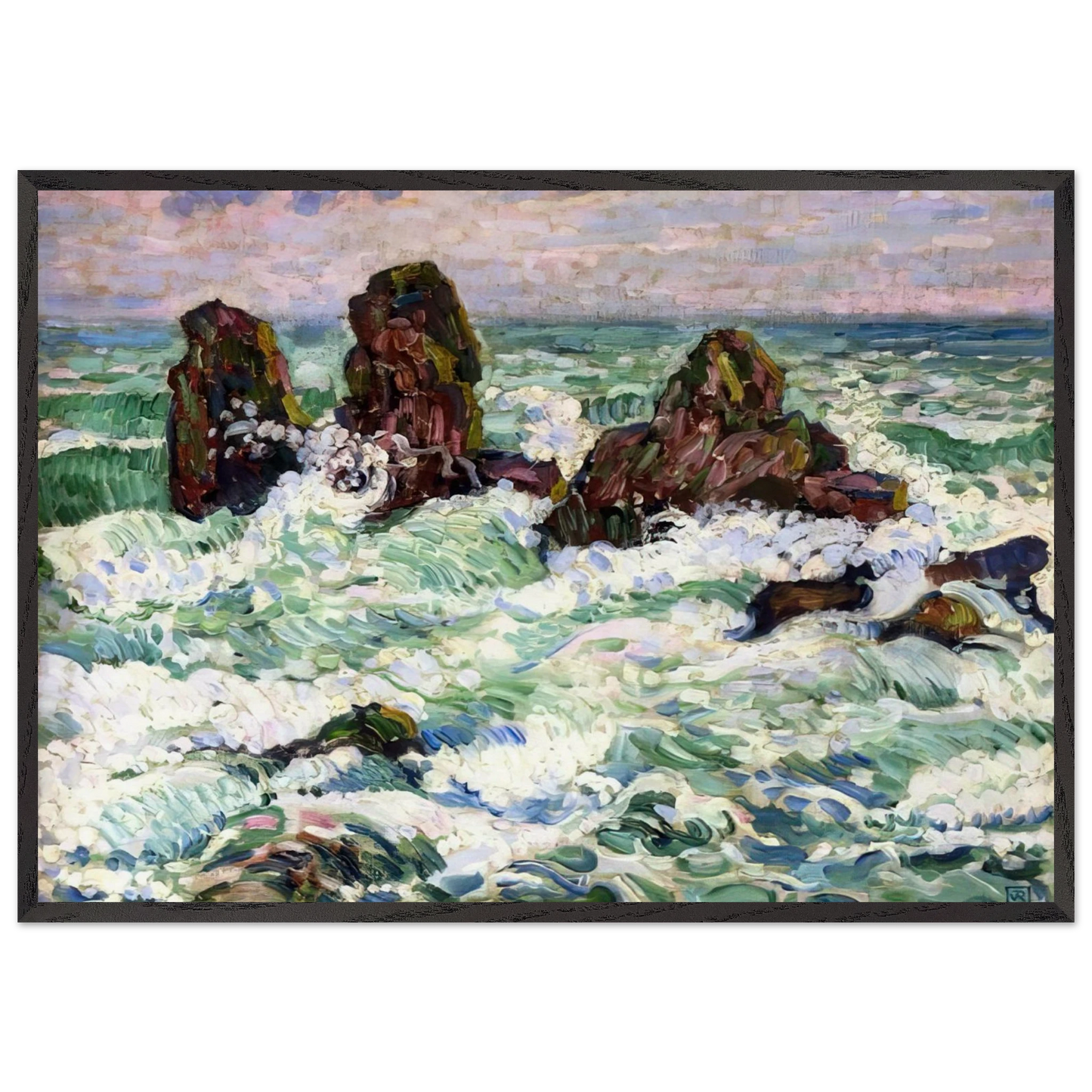 THE ROCKS 1908 - Theo van Rysselberghe Framed Art Print – Black Wooden Frame - Default Title - -Framed Art Print