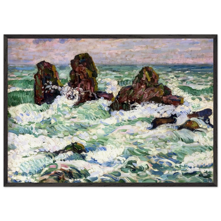 THE ROCKS 1908 - Theo van Rysselberghe 70x100 cm / 28x40 inches Framed Art Print – Black Wooden Frame