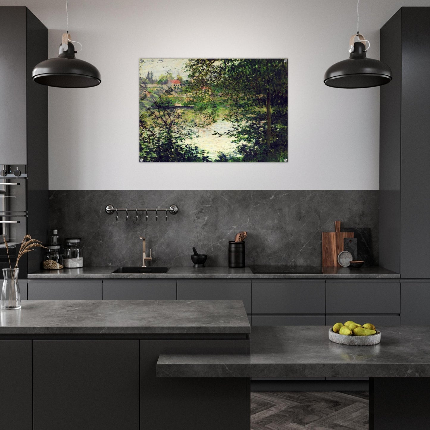 Ile de La Grande Jatte Through the Trees - claude monet Acrylic Print - 70x100 cm / 28x40″ inches | claude monet Wall Art | claude monet Prints