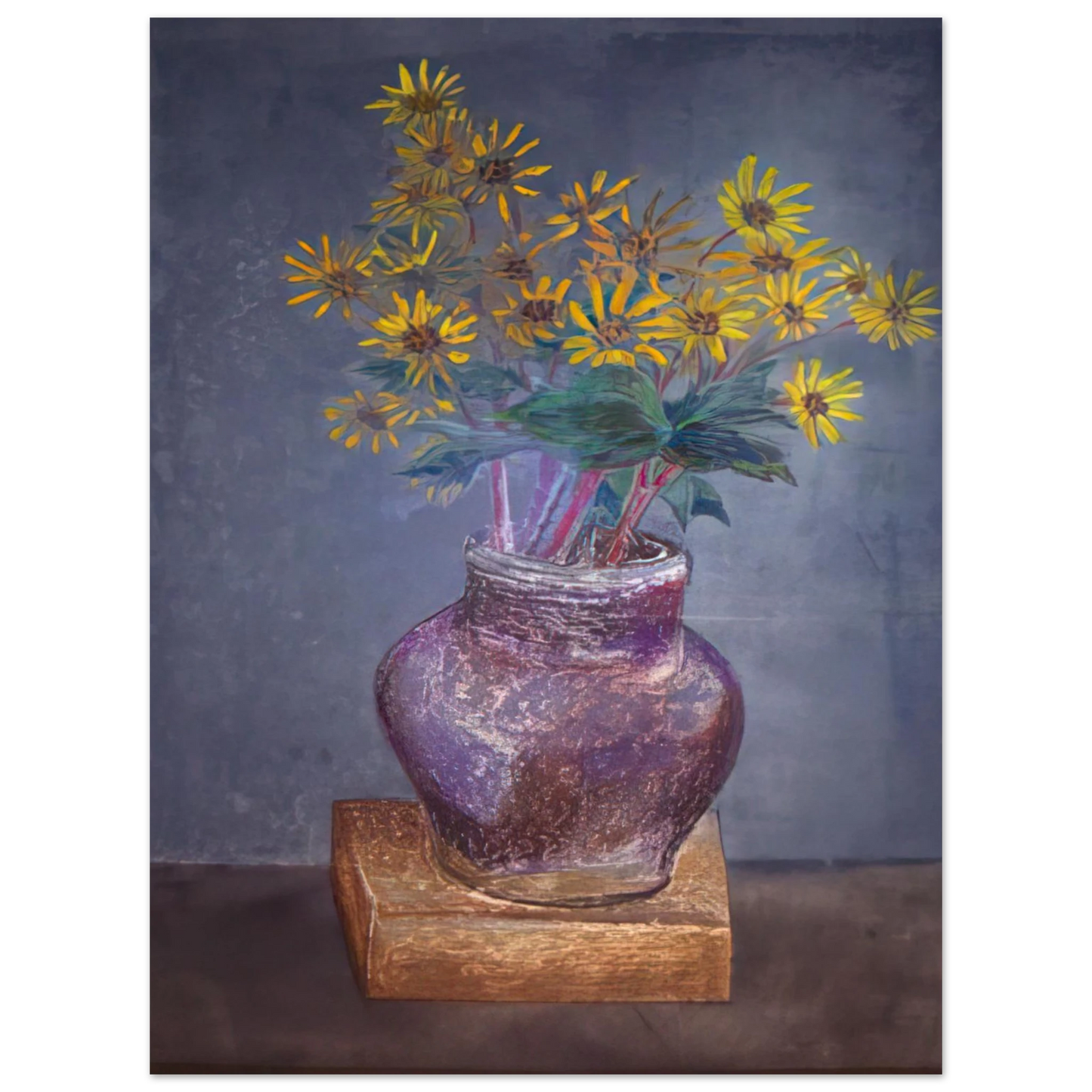 Morris Graves - Homemade Painting of a Homemade Bouquet of Sand Dune Daisies in a Homemade Vase - 1982 Fine Art Poster - Default Title
