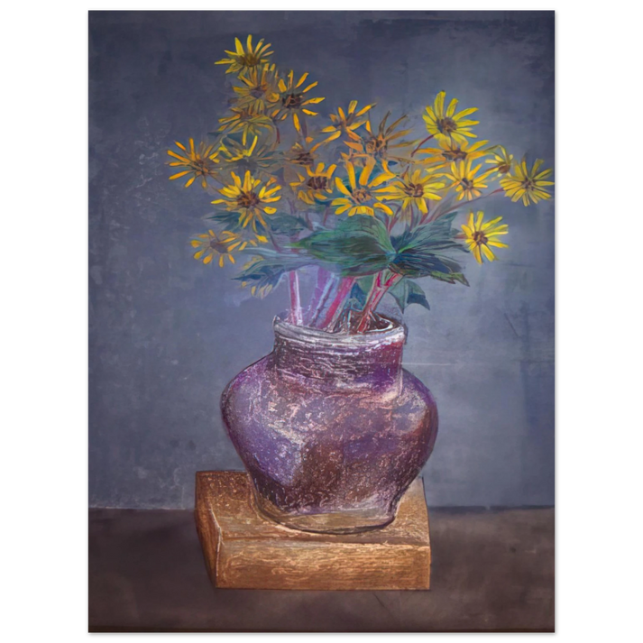 Morris Graves - Homemade Painting of a Homemade Bouquet of Sand Dune Daisies in a Homemade Vase - 1982 75x100 cm / 30x40inches Fine Art Poster