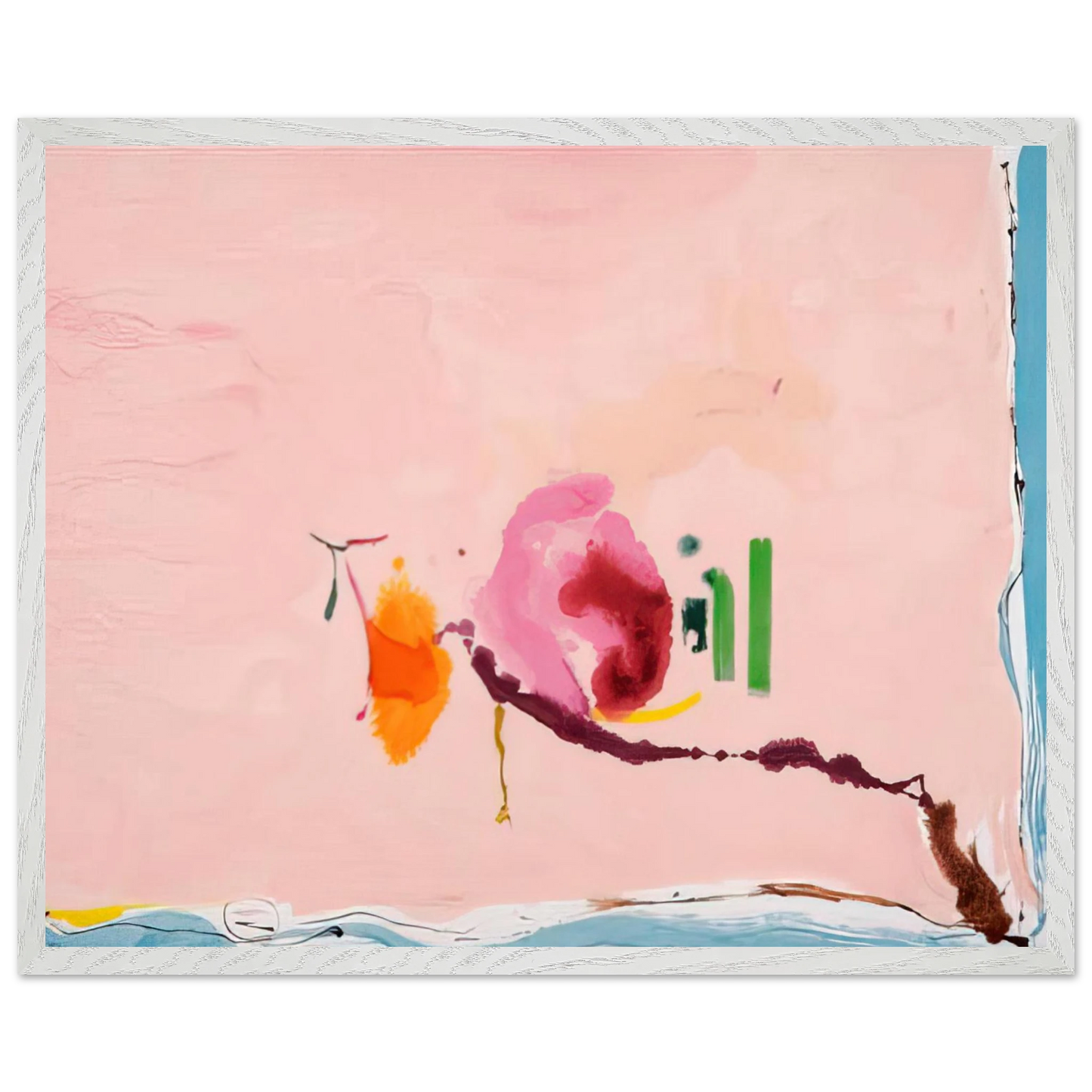 Helen Frankenthaler - Flirt - 1995 Wall art - 70x100 cm / 28x40 inches - Premium Wooden Framed Poster With Fine Art Paper - White frame