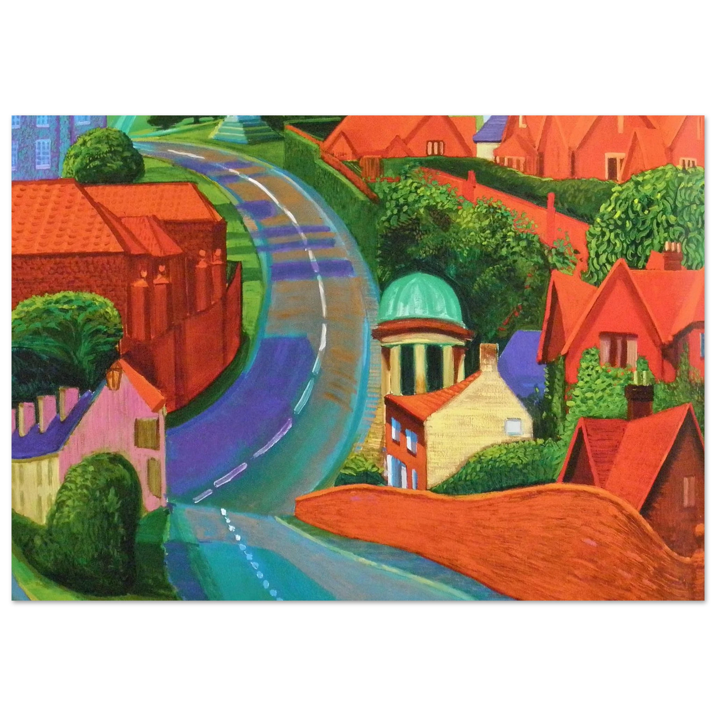 David Hockney - The Road to York Through Sledmere - 25x25 cm / 10x10 inches - Fine Art Poster-canvas - -