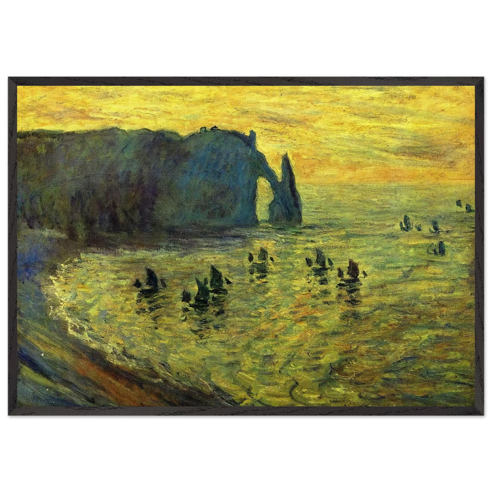 The Cliffs at Etretat - claude monet 70x100 cm / 28x40 inches Framed Art Print – Black Wooden Frame