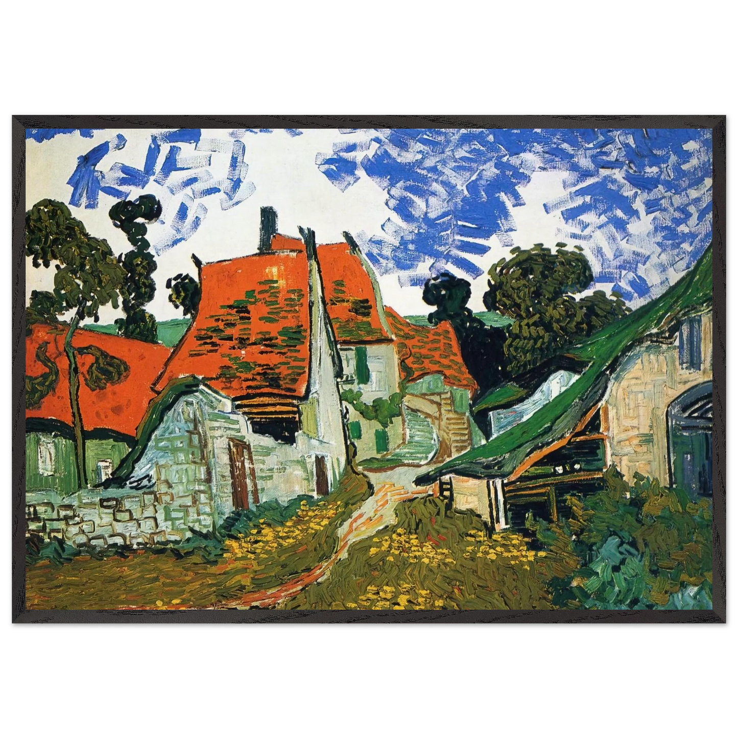 Street in Auvers-sur-Oise - Vincent van Gogh Framed Art Print – Black Wooden Frame - Default Title - -Framed Art Print