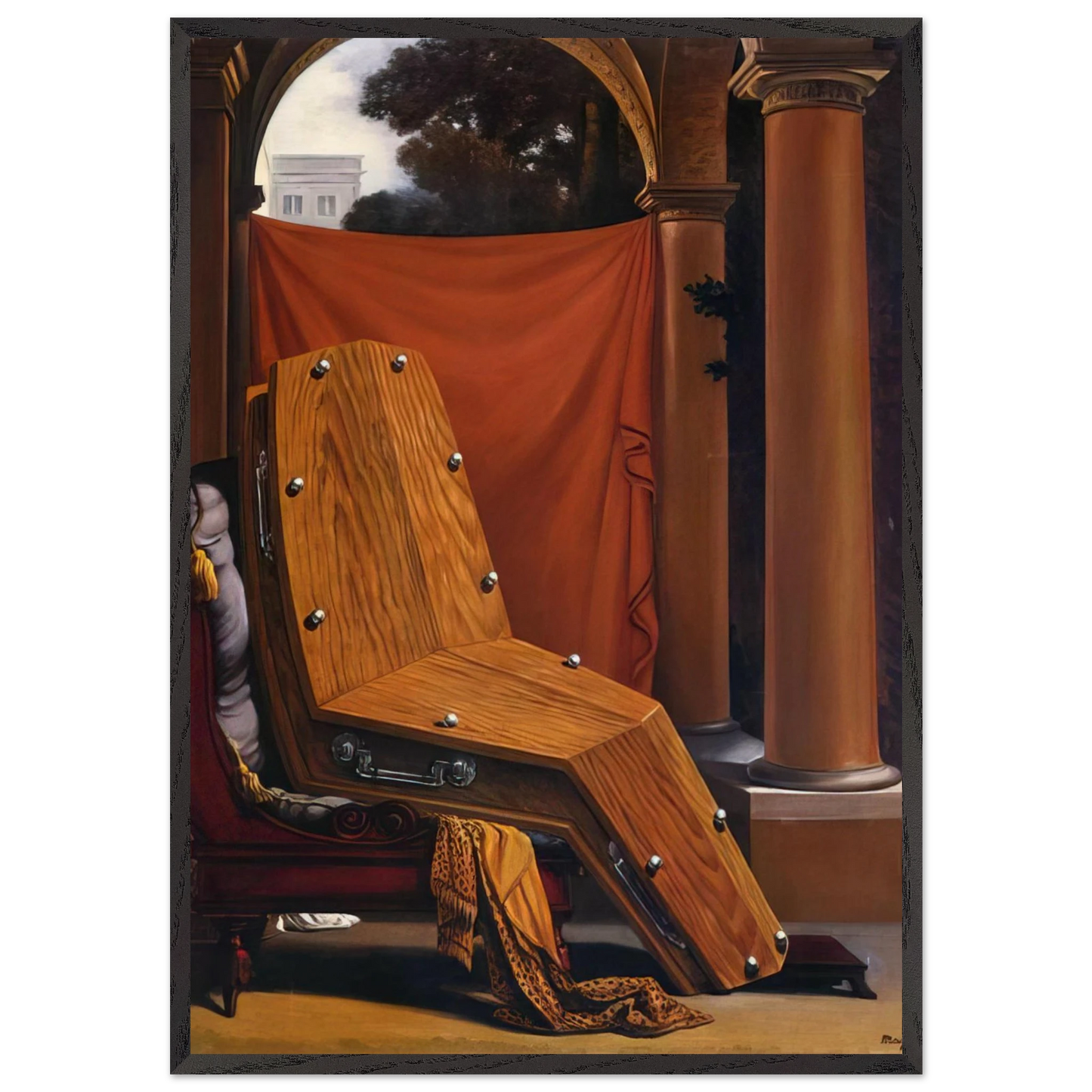 PERSPECTIVE MADAME RC3A9CAMIER DE DAVID 1950 - Rene Magritte 70x100 cm / 28x40 inches Framed Art Print – Black Wooden Frame