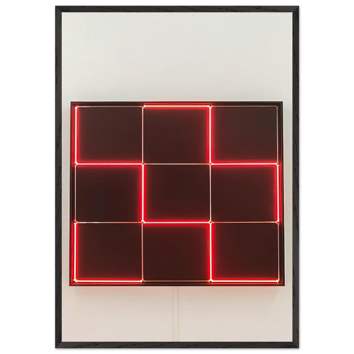 Tirets Neon 0-90 avec 4 rythmes interferents - 1971 - Francois Morellet 70x100 cm / 28x40 inches Framed Art Print – Black Wooden Frame