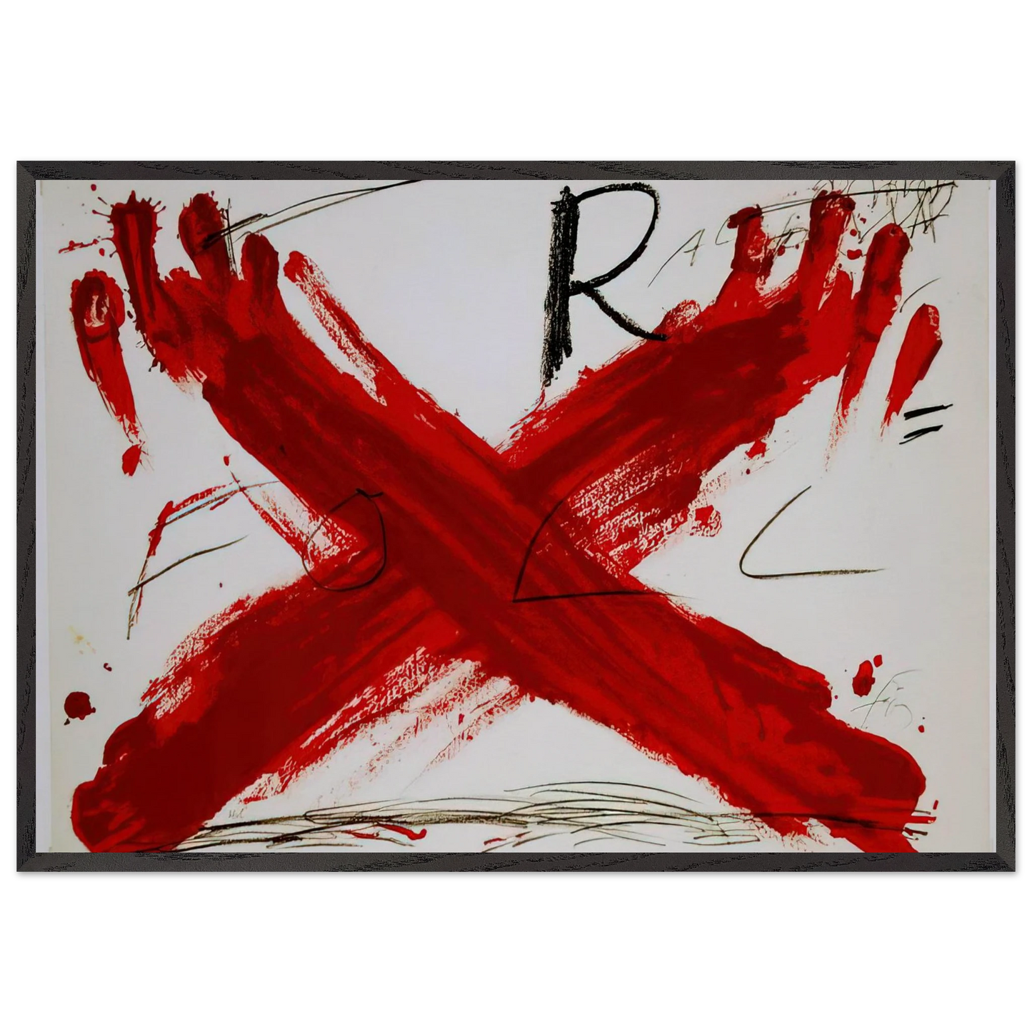 FOLL 1973 - Antoni Tapies 70x100 cm / 28x40 inches Framed Art Print – Black Wooden Frame