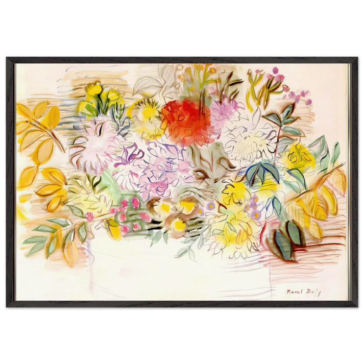 BOUQUET OF FLOWERS N1 - Raoul Dufy 70x100 cm / 28x40 inches Framed Art Print – Black Wooden Frame