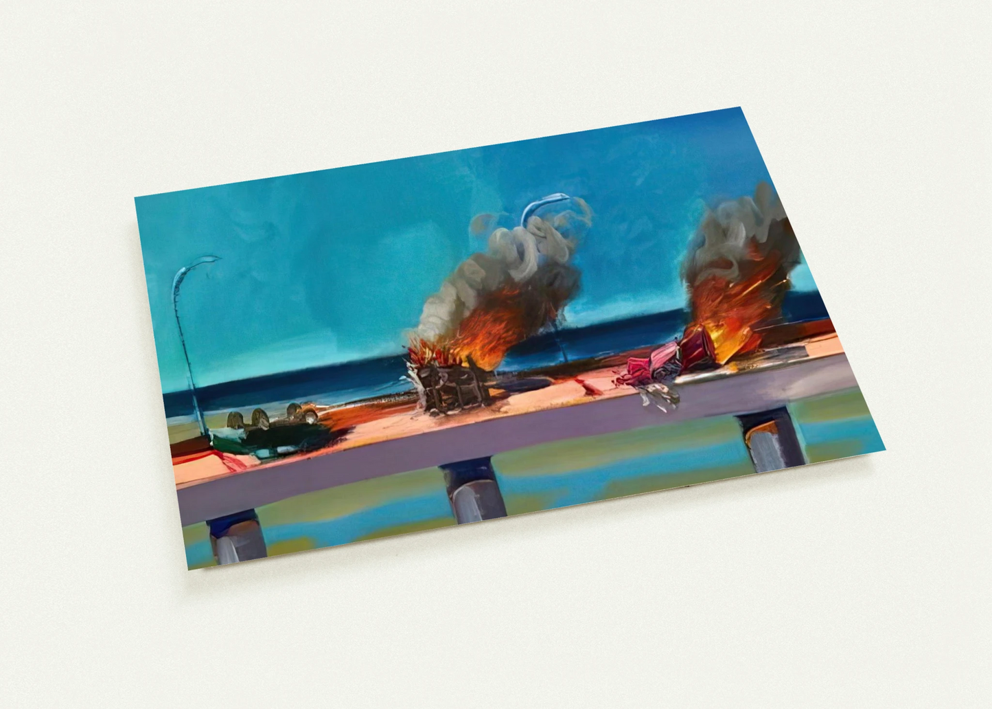 Longo Crash - 1982 By Carlos Almaraz Pack of 10 Post Cards | Carlos Almaraz Post Cards | A6 (10.5 x 14.8 cm) - 4.1 x 5.8 inches