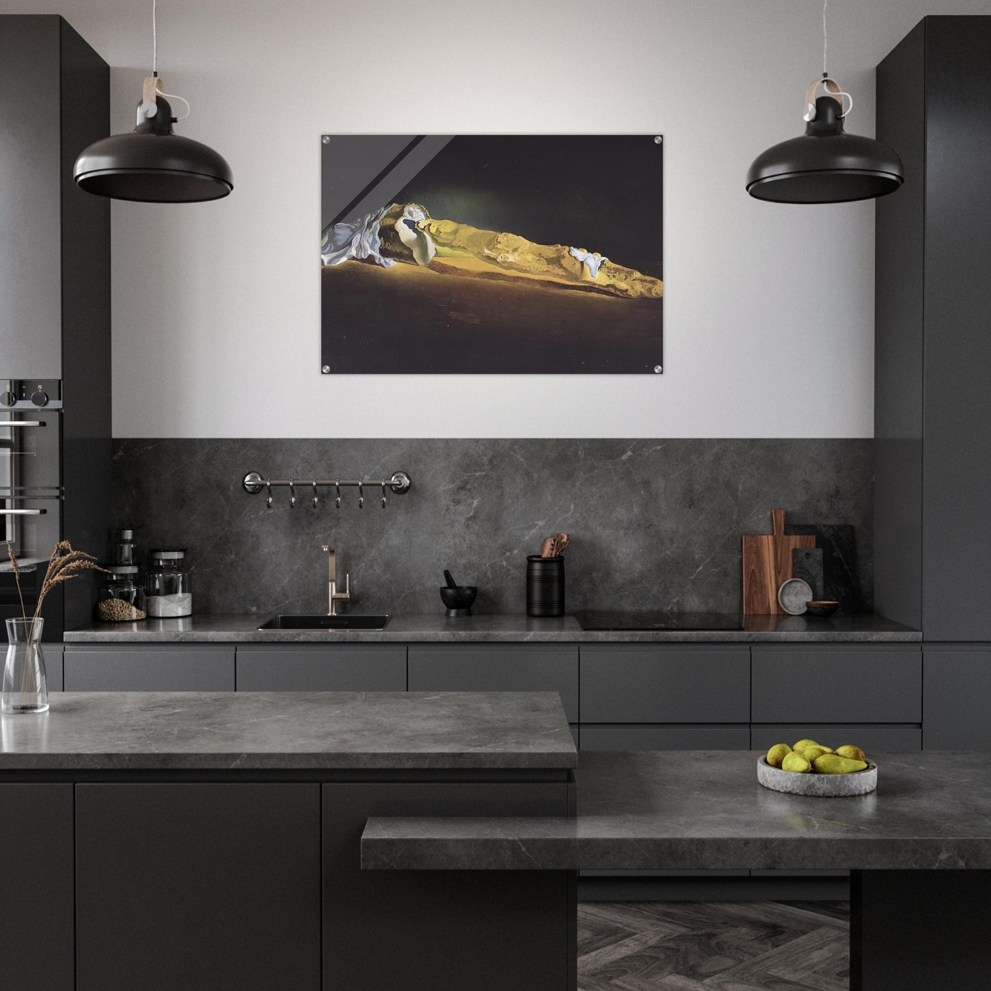 ORDINARY FRENCH LOAF WITH TWO FRIED EGGS - Salvador Dali Acrylic Print - 70x100 cm / 28x40″ inches