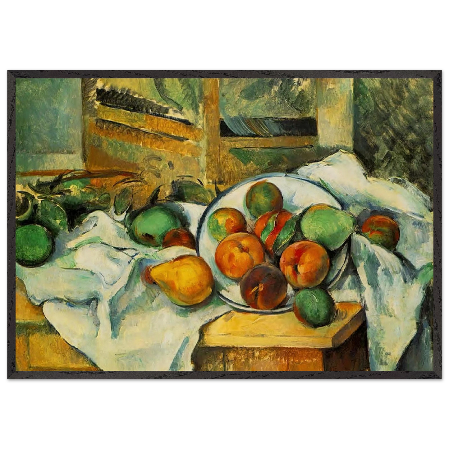 Table Napkin and Fruit - Paul Cezanne Framed Art Print – Black Wooden Frame - Default Title - -Framed Art Print