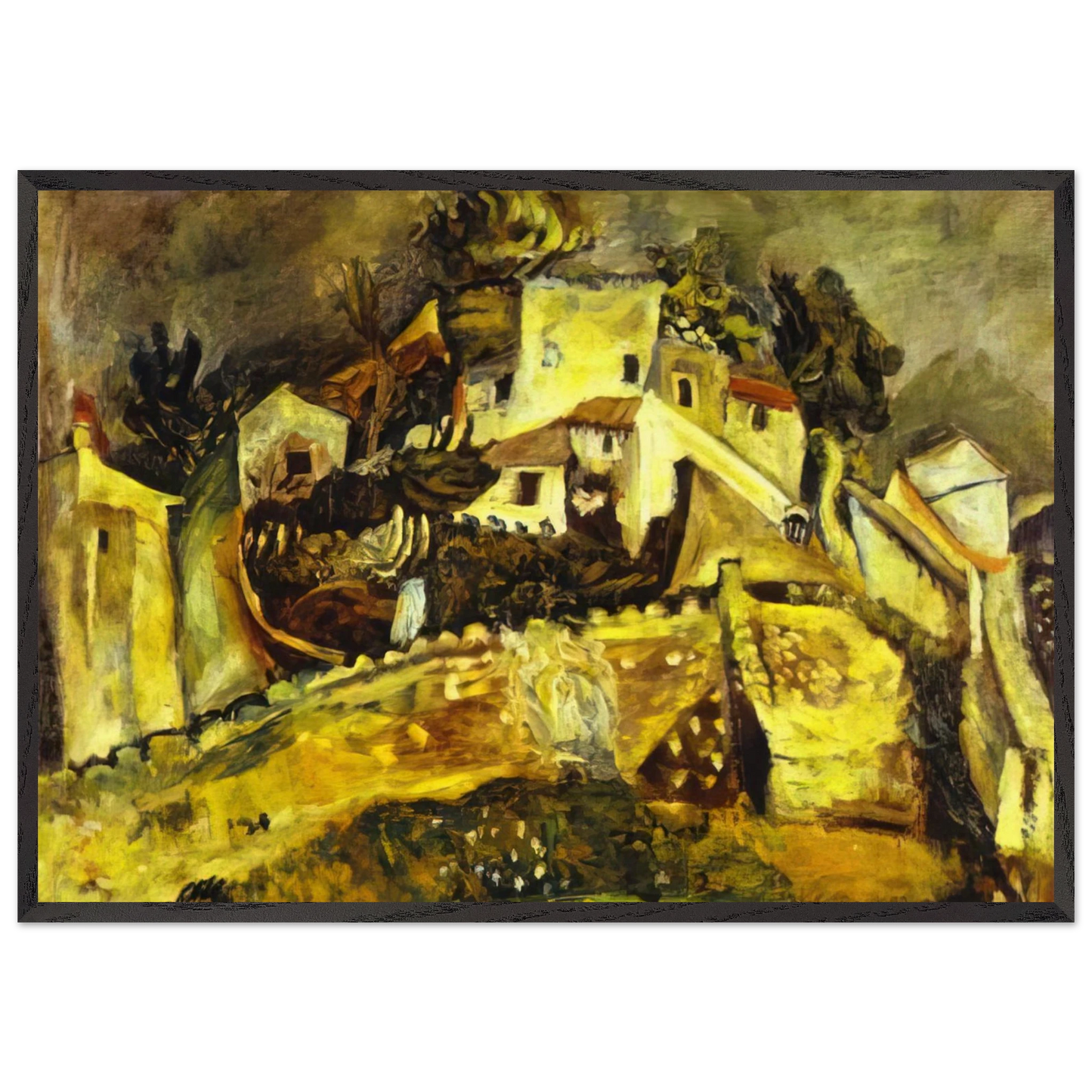 LANDSCAPE AT CAGNES - Chaim Soutine 70x100 cm / 28x40 inches Framed Art Print – Black Wooden Frame
