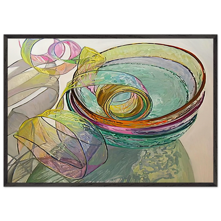 ORANGE PINK GREEN 2003 - Janet Fish 70x100 cm / 28x40 inches Framed Art Print – Black Wooden Frame