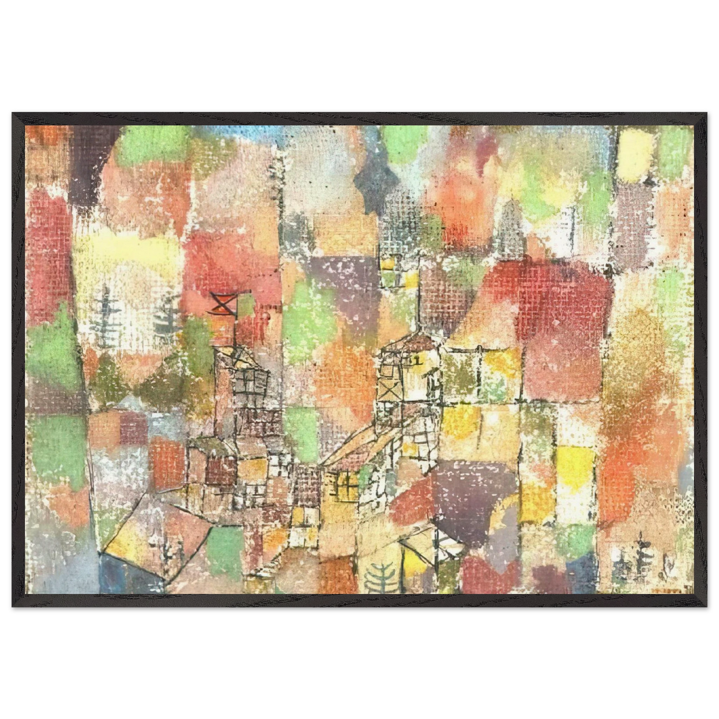 TWO COUNTRY HOUSES 1918 - Paul Klee Framed Art Print – Black Wooden Frame - Default Title - -Framed Art Print