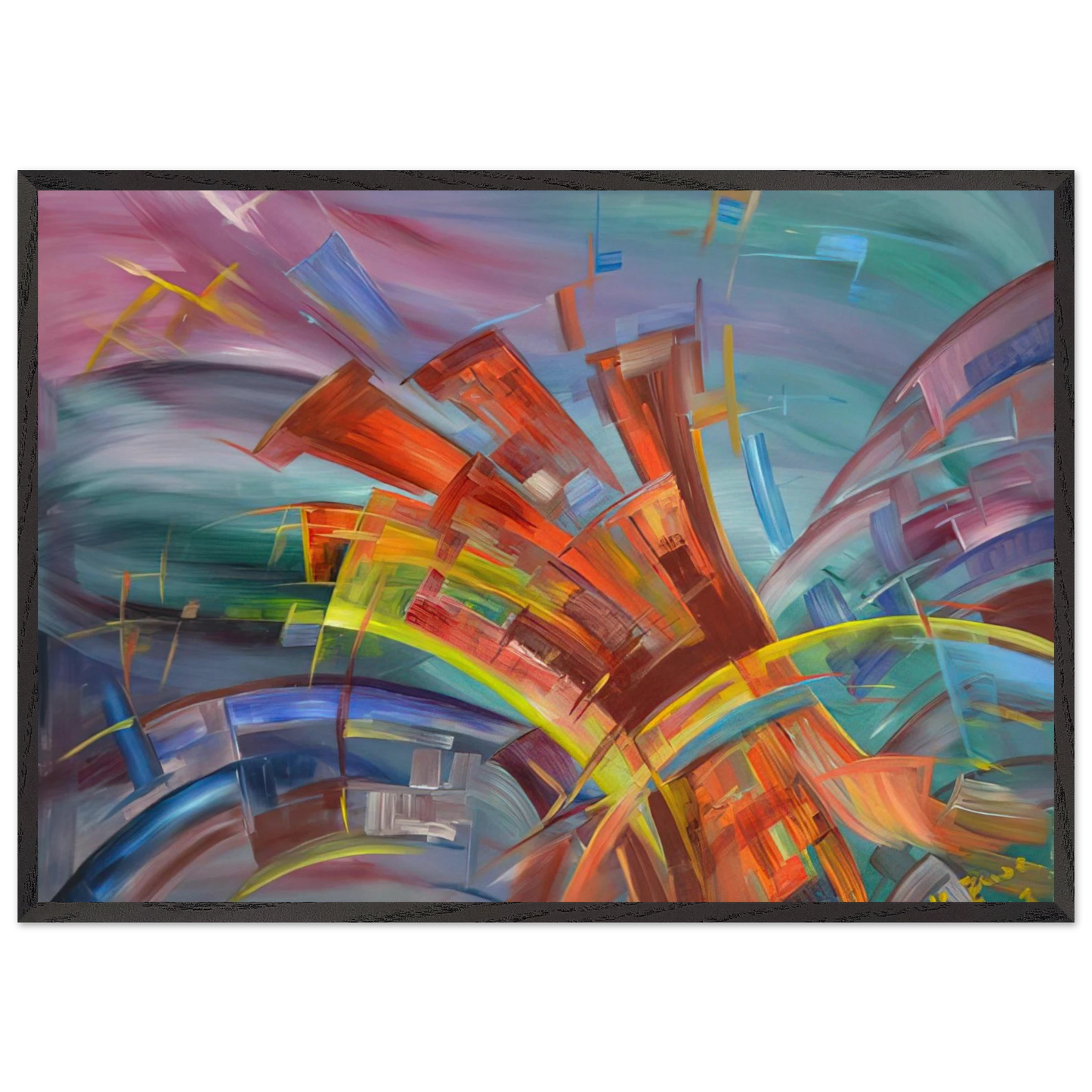 Explosion and Dynamics - Konrad Zuse 70x100 cm / 28x40 inches Framed Art Print – Black Wooden Frame