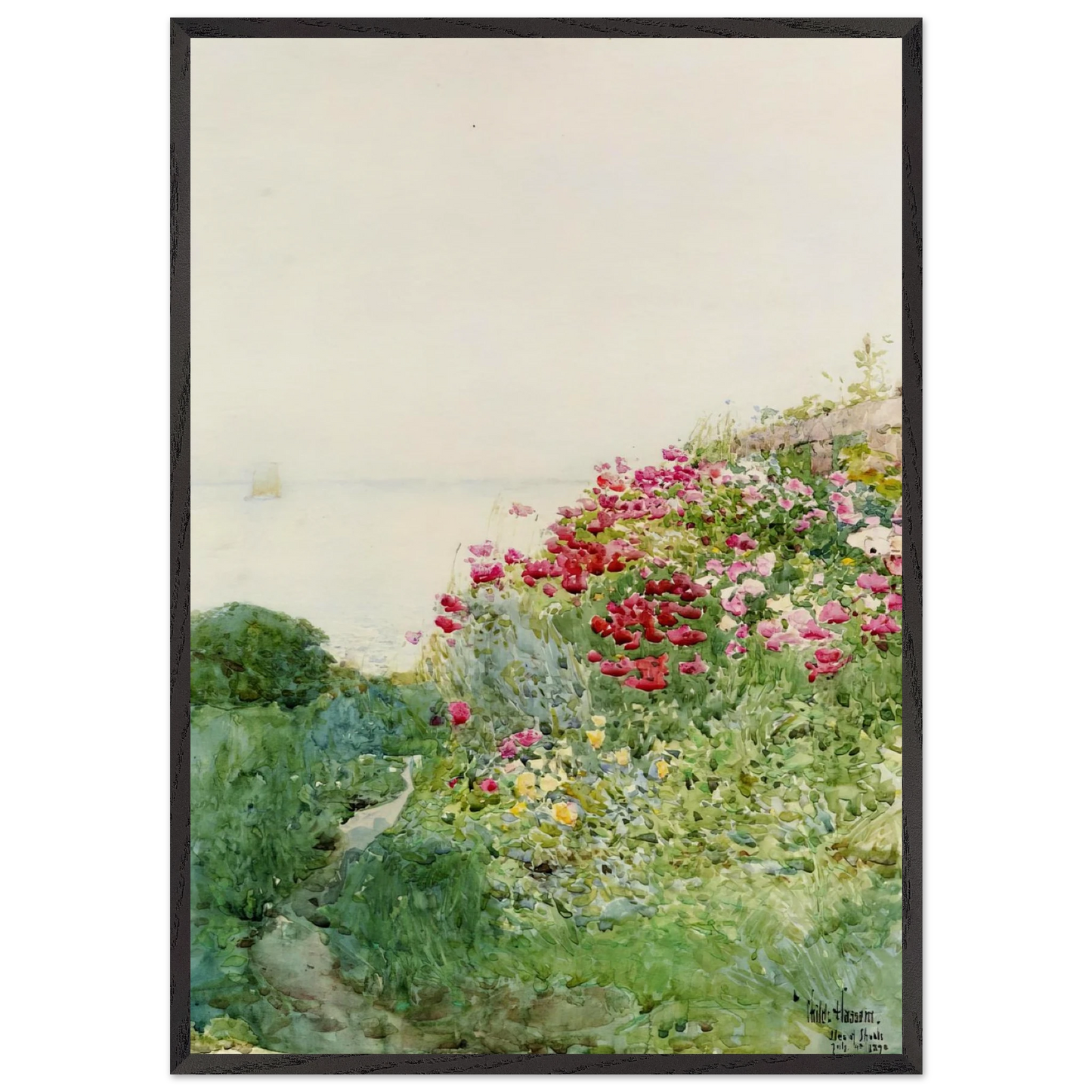 Field of Poppies Isles of Shaos Appledore - Childe Hassam Framed Art Print – Black Wooden Frame - Default Title - -Framed Art Print