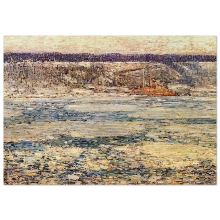 Ice on the Hudson - Childe Hassam Brushed Aluminum Print - 70x100 cm / 28x40 inches | Childe Hassam Aluminum Print | Childe Hassam Prints