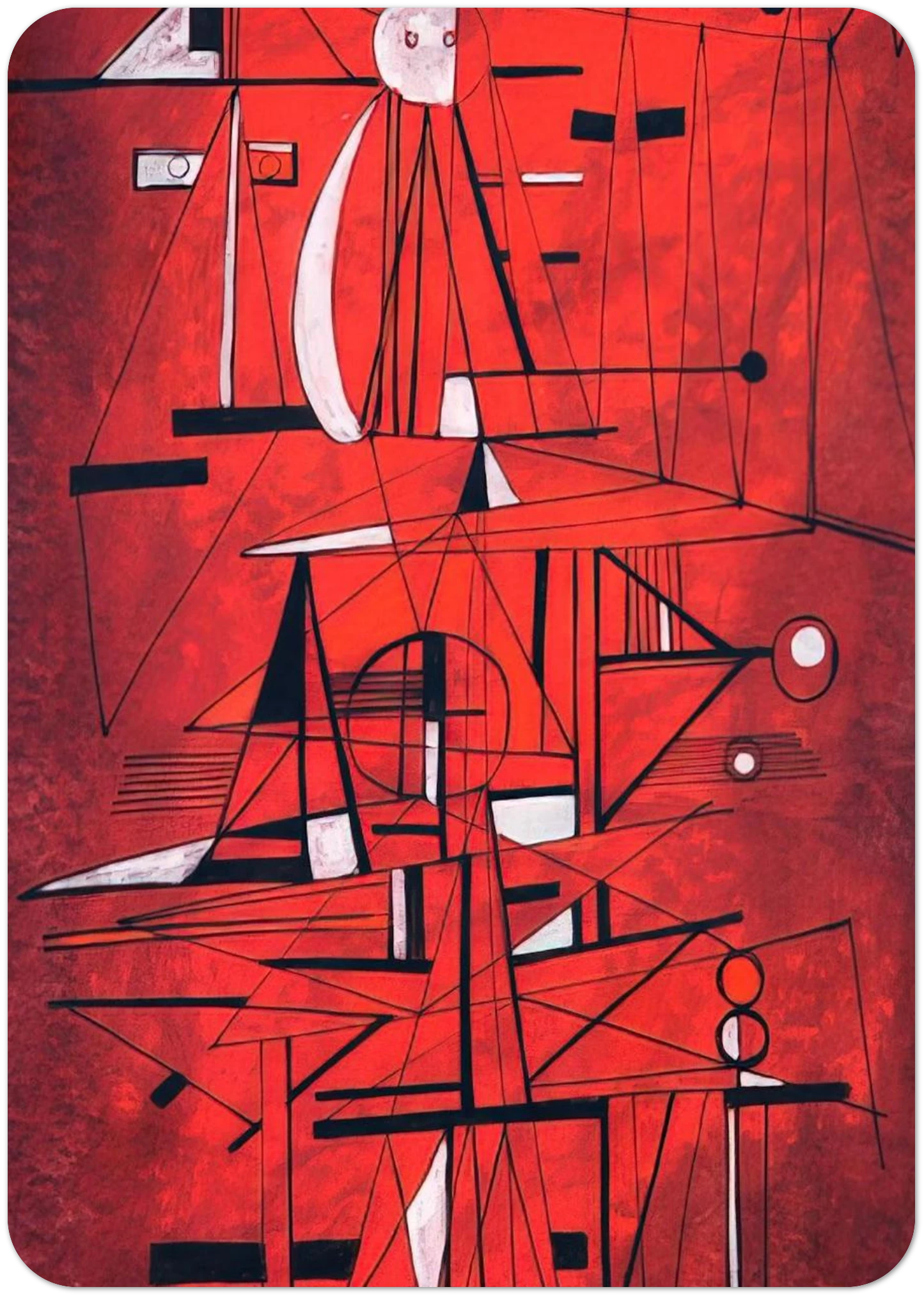 COMPOSITION 1952 By Rene Portocarrero Pack of 10 Post Cards | Rene Portocarrero Post Cards | A6 (10.5 x 14.8 cm) - 4.1 x 5.8 inches