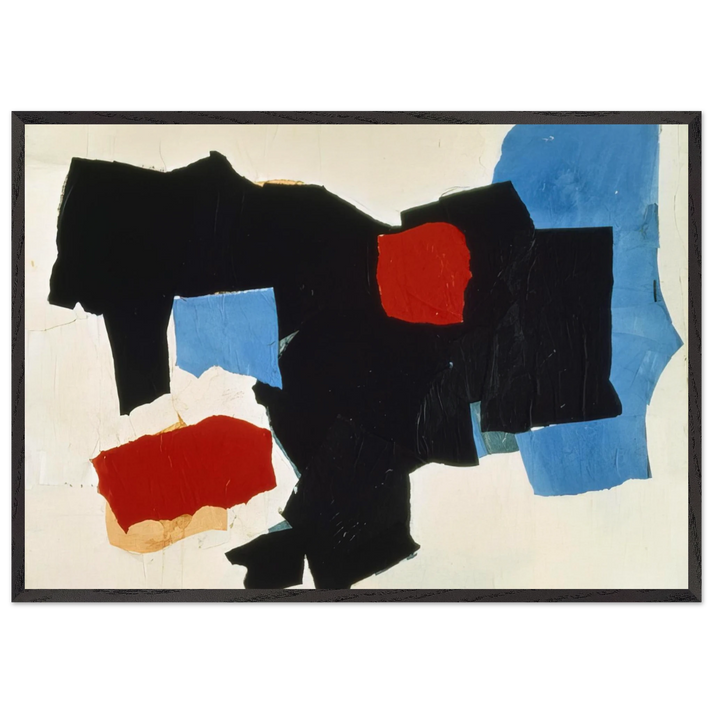 BLUE RED BLACK AND WHITE 1961 - Esteban Vicente 70x100 cm / 28x40 inches Framed Art Print – Black Wooden Frame