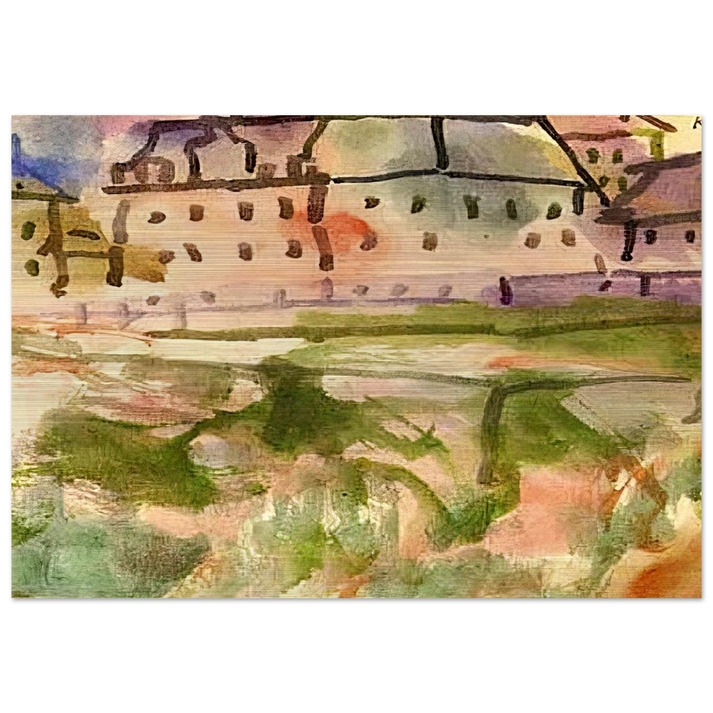 HOUSES NEAR THE GRAVEL PIT 1913 - Paul Klee Brushed Aluminum Print - 70x100 cm / 28x40 inches | Paul Klee Aluminum Print | Paul Klee Prints