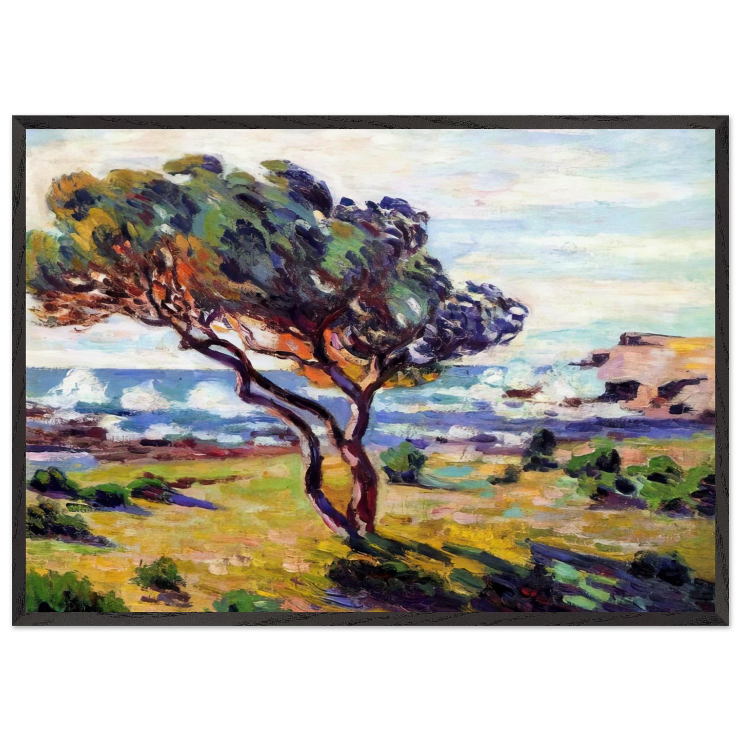 Rafales de vent Le Brusc - 1911 - Armand Guillaumin Framed Art Print – Black Wooden Frame - Default Title - -Framed Art Print