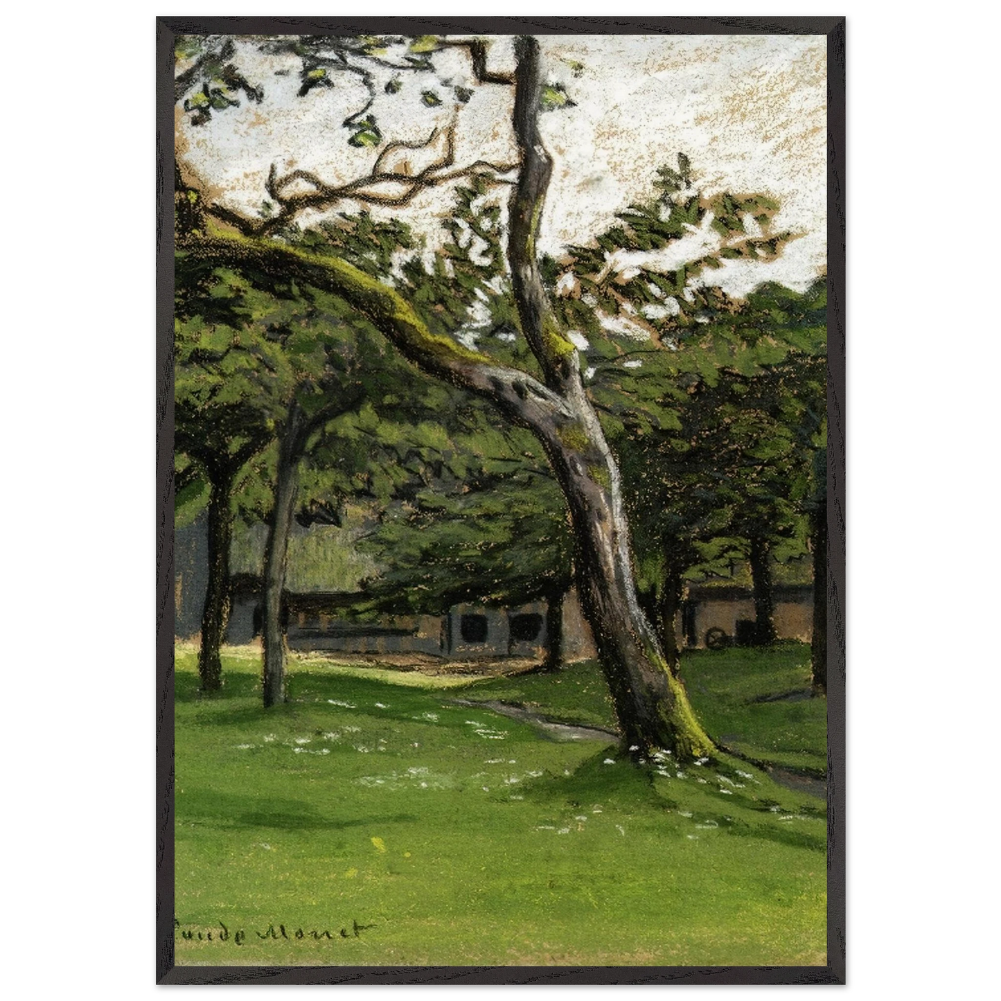 Norman Farm through the Trees - claude monet Framed Art Print – Black Wooden Frame - Default Title - -Framed Art Print