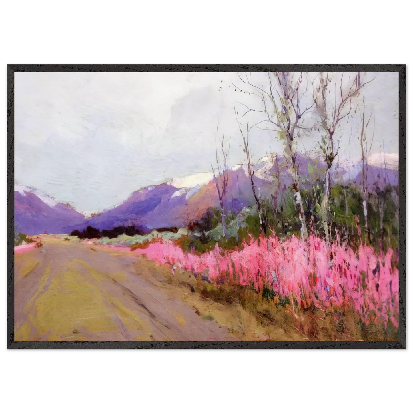 Fireweed Lane - Romanticism - Sydney Laurence 70x100 cm / 28x40 inches Framed Art Print – Black Wooden Frame
