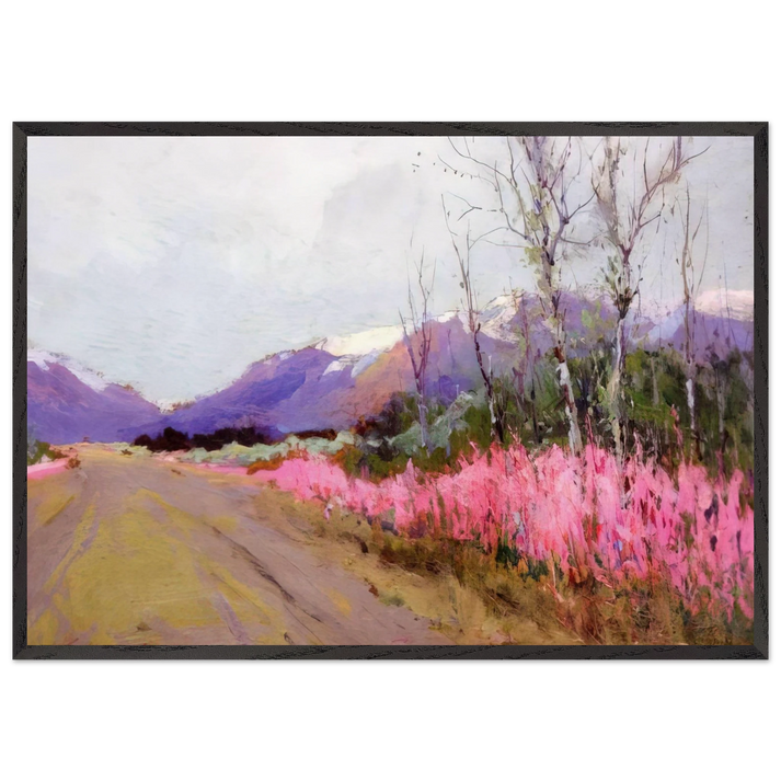 Fireweed Lane - Romanticism - Sydney Laurence 70x100 cm / 28x40 inches Framed Art Print – Black Wooden Frame