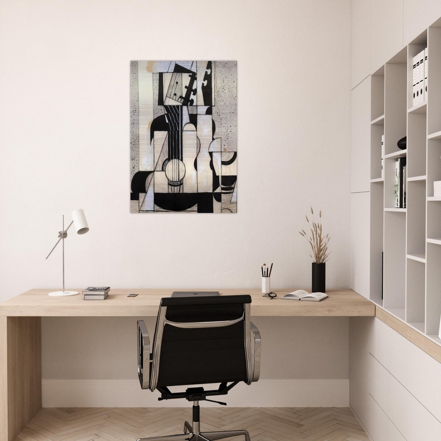 STILL LIFE WITH GUITAR 1913 - Juan Gris Brushed Aluminum Print - 70x100 cm / 28x40 inches | Juan Gris Aluminum Print | Juan Gris Prints