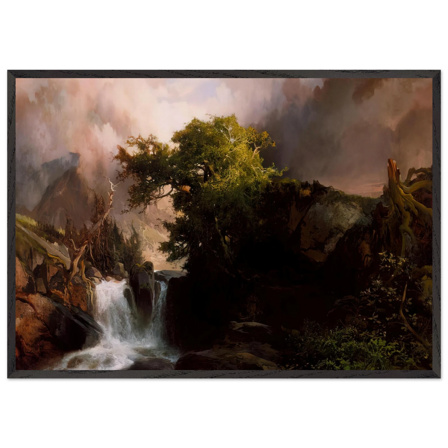 A Mountain Stream - Thomas Moran 70x100 cm / 28x40 inches Framed Art Print – Black Wooden Frame