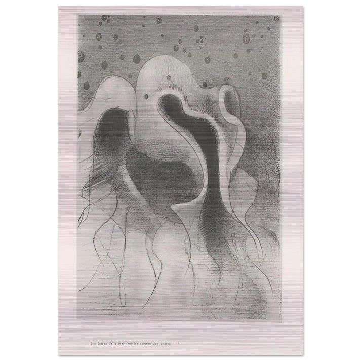THE BEASTS OF THE SEA ROUND LIKE LEATHER BOTTLES PLATE 22 1896 - Odilon Redon Brushed Aluminum Print - 70x100 cm / 28x40 inches | Odilon Redon Aluminum Print | Odilon Redon Prints