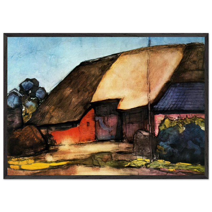 Small farm on Nistelrode - Piet Mondrian 70x100 cm / 28x40 inches Framed Art Print – Black Wooden Frame