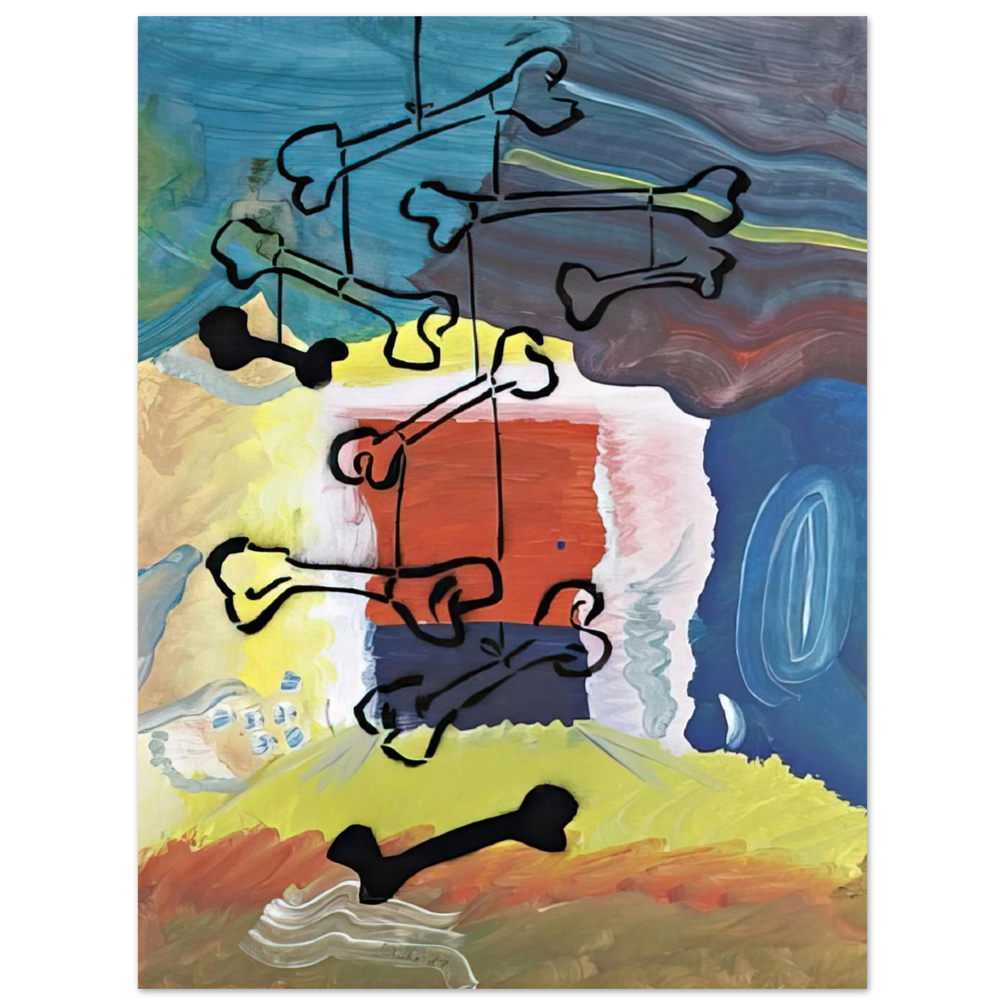 Sigmar Polke - KNOCHEN MOBILE 1981 Fine Art Poster - Default Title