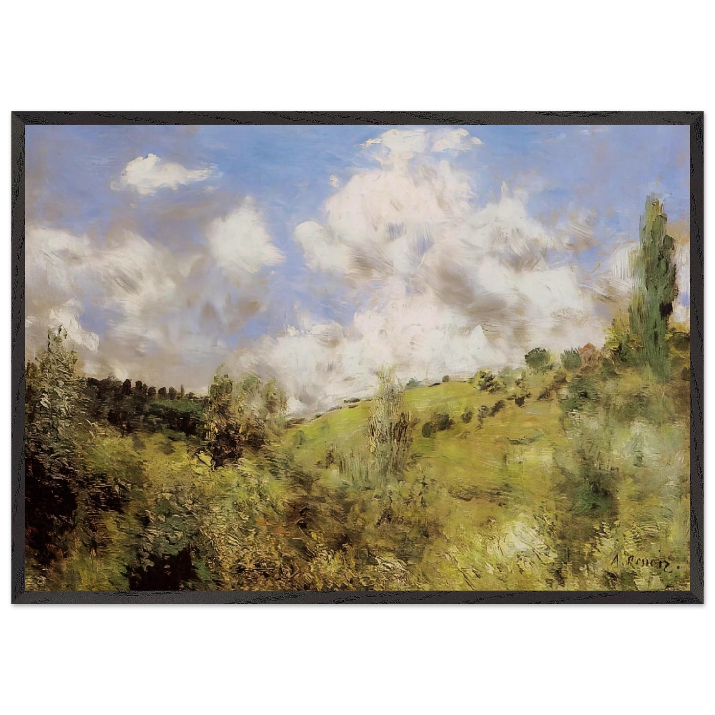 Strong Wind Gust of Wind - Pierre-Auguste Renoir 70x100 cm / 28x40 inches Framed Art Print – Black Wooden Frame