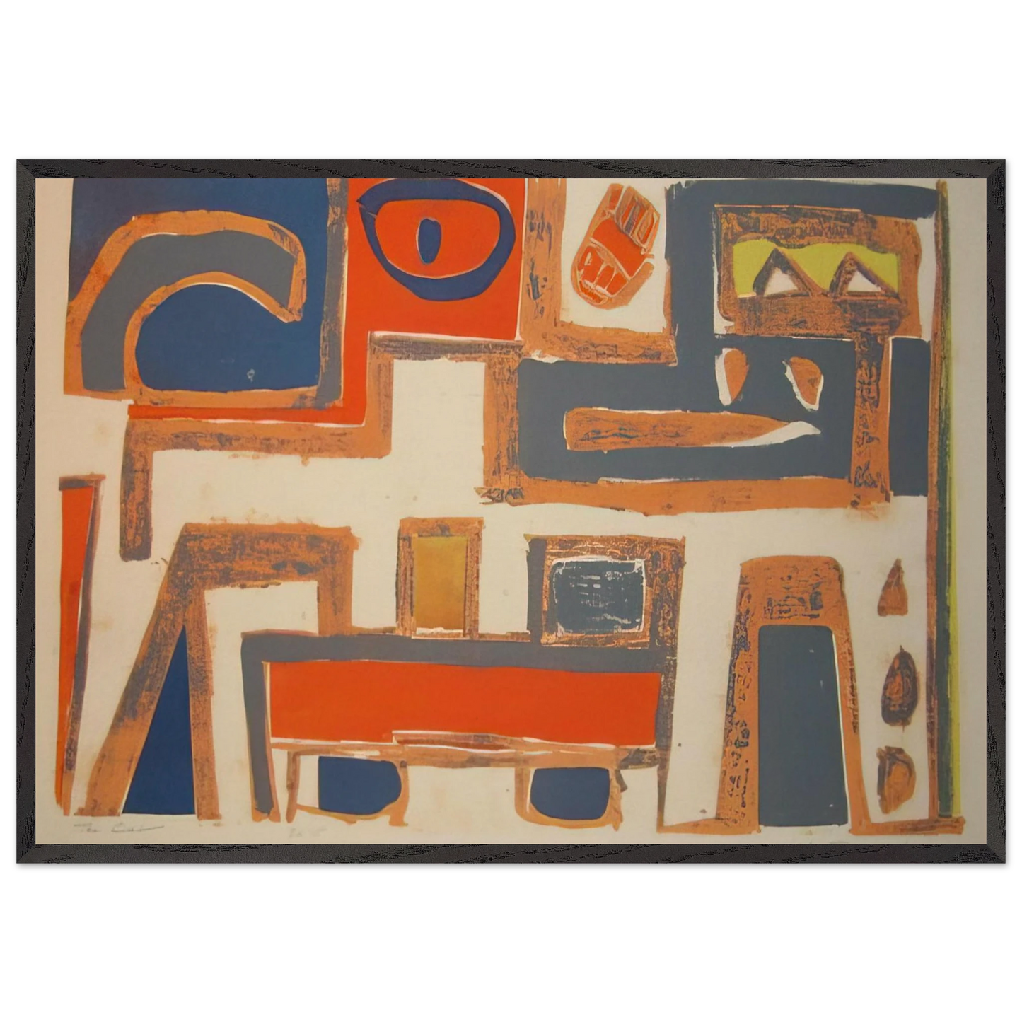 The cat - 1956 United States - Will Barnet Framed Art Print – Black Wooden Frame - Default Title - -Framed Art Print