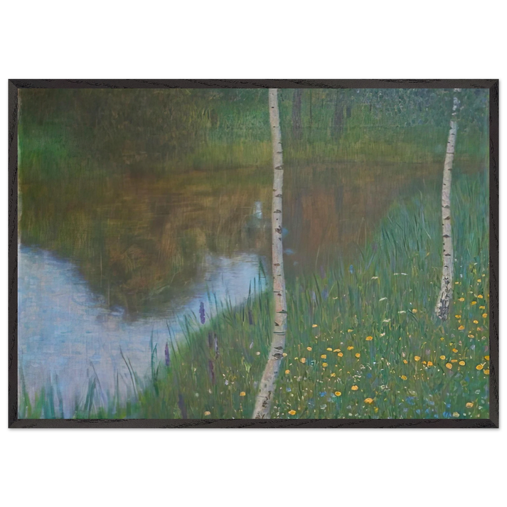 LAKESIDE WITH BIRCH TREES 1901 - Gustav Klimt 70x100 cm / 28x40 inches Framed Art Print – Black Wooden Frame