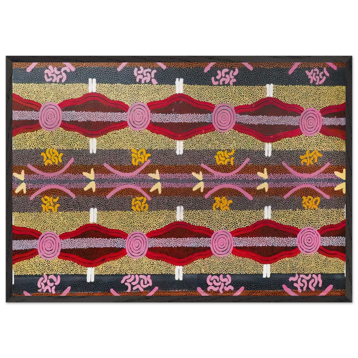 Rock Wallaby Lightning Dreaming Mount Wedge - 1995 - Clifford Possum Tjapaltjarri 70x100 cm / 28x40 inches Framed Art Print – Black Wooden Frame