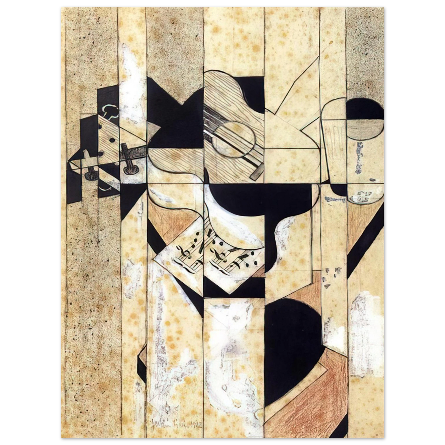 Juan Gris - GUITAR AND GLASS 1912 Fine Art Poster - Default Title