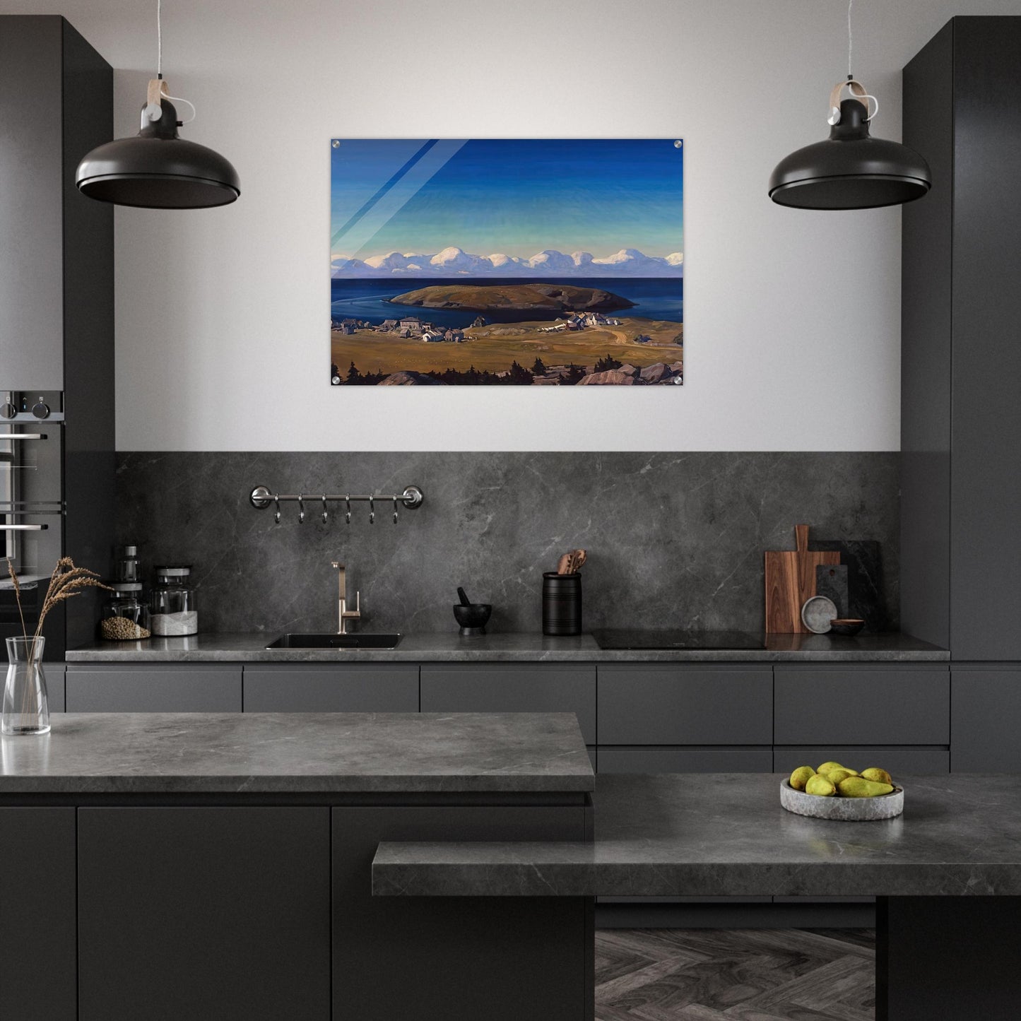 Island Village, Coast of Maine - Rockwell Kent Acrylic Print - 70x100 cm / 28x40″ inches