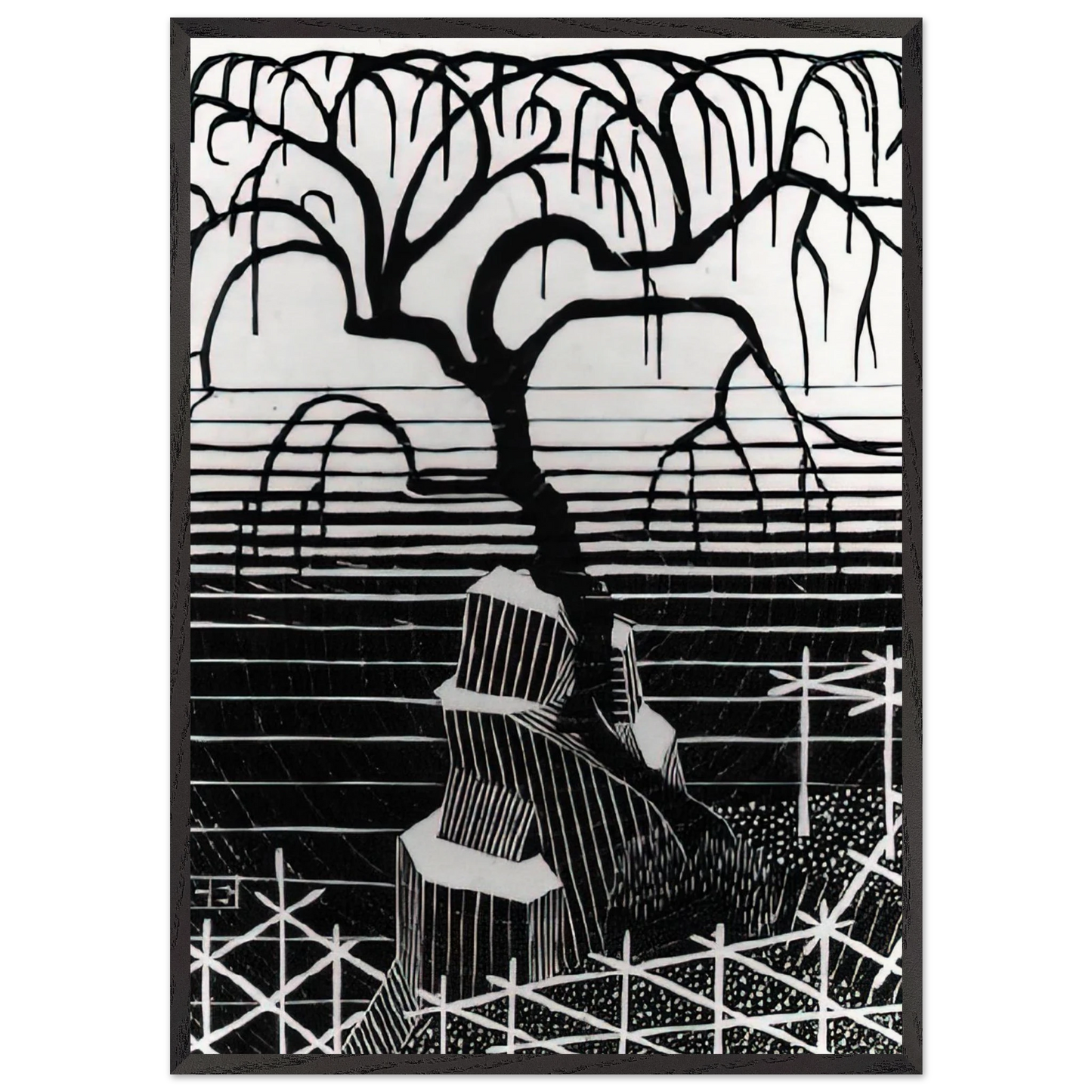 TREE 1926 - MC Escher Framed Art Print – Black Wooden Frame - Default Title - -Framed Art Print