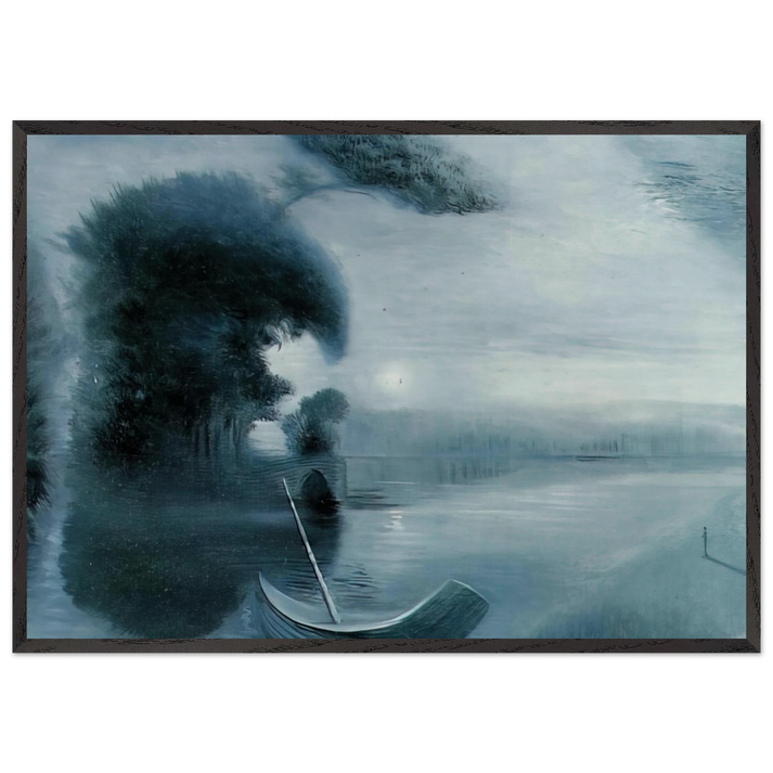 METAMORPHOSIS OF HITLER S FACE INTO A MOONLIT LANDSCAPE WITH ACCOMPANIMENT - Salvador Dali 70x100 cm / 28x40 inches Framed Art Print – Black Wooden Frame