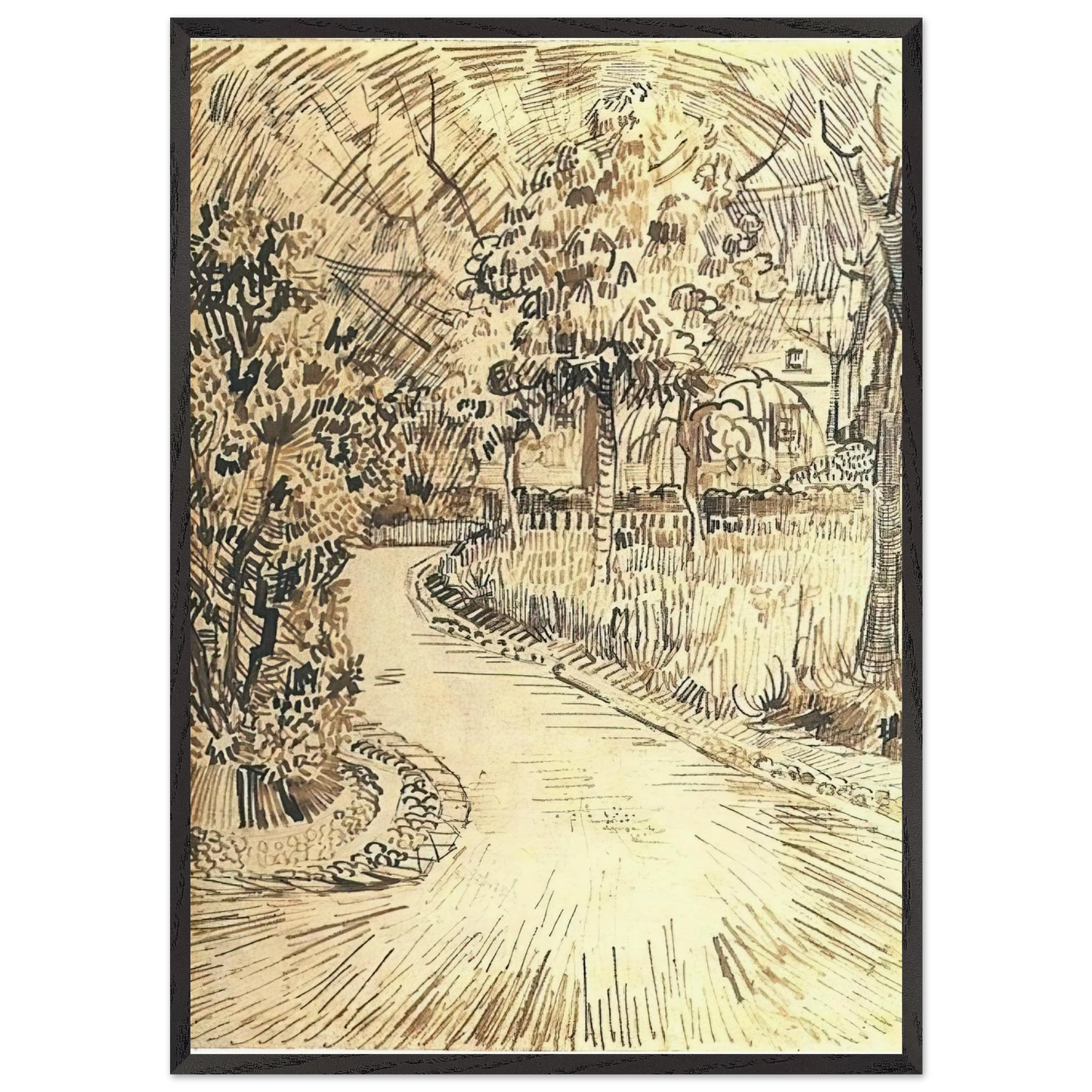 Public Garden with a Corner of the Yellow House - Vincent van Gogh Framed Art Print – Black Wooden Frame - Default Title - -Framed Art Print