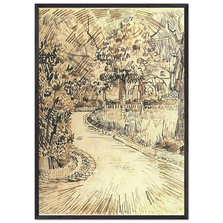 Public Garden with a Corner of the Yellow House - Vincent van Gogh 70x100 cm / 28x40 inches Framed Art Print – Black Wooden Frame