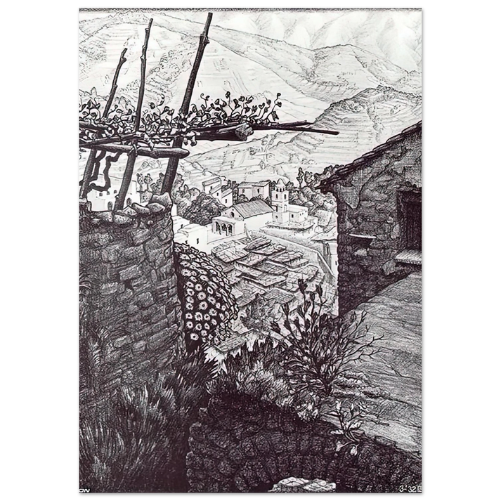 MC Escher - THE HAMLET OF TURELLO SOUTHERN ITALY Wall Art - 60x80 cm / 24x32 inches - Fine Art Poster-canvas - -