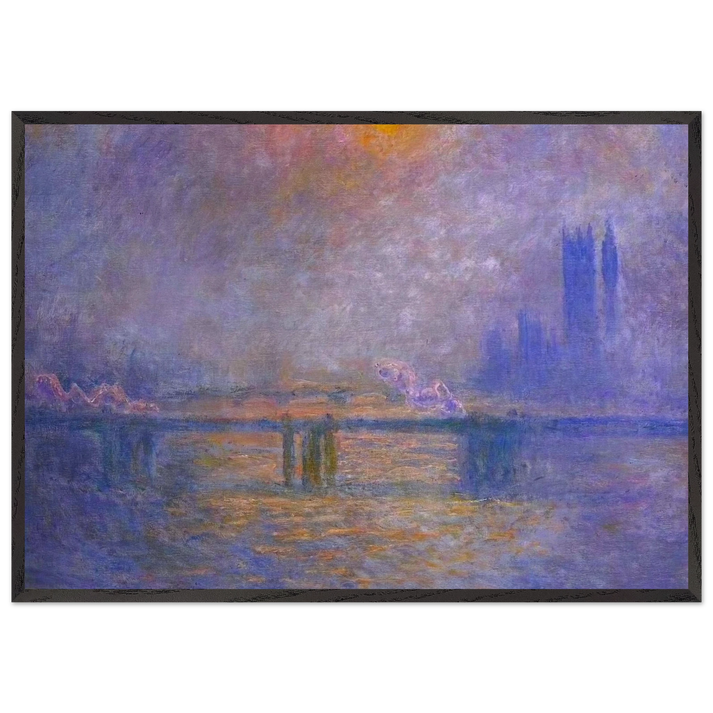 Charing Cross Bridge The Thames 02 - claude monet 70x100 cm / 28x40 inches Framed Art Print – Black Wooden Frame
