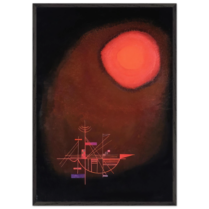 RED SUN AND SHIP - Wassily Kandinsky 70x100 cm / 28x40 inches Framed Art Print – Black Wooden Frame